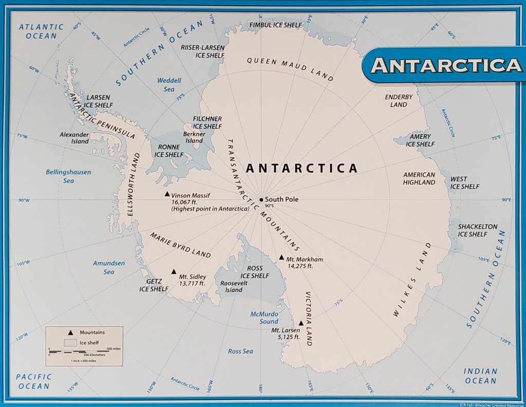 Antarctica Map Poster - Home Messenger