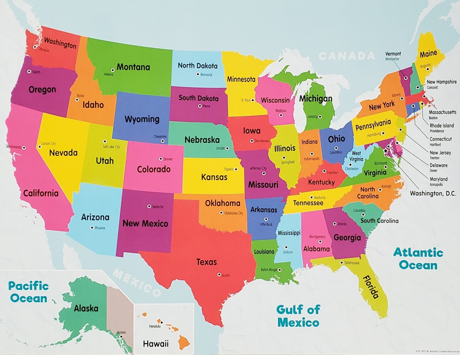 United States Map Colorful Poster - Home Messenger