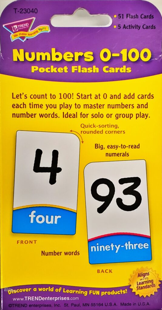 Numbers 0 - 100 Pocket Flashcards - Home Messenger