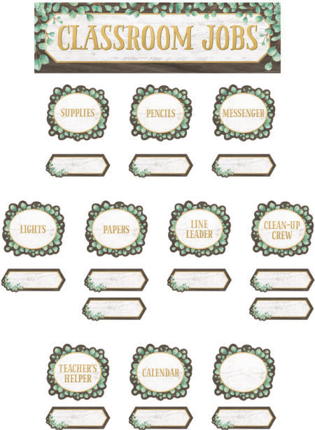 Eucalyptus Classroom Job Mini Bulletin Board Set