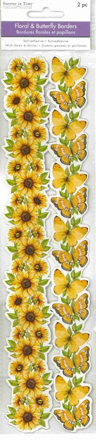 Stickers Yellow Butterfly and Sunflowers
