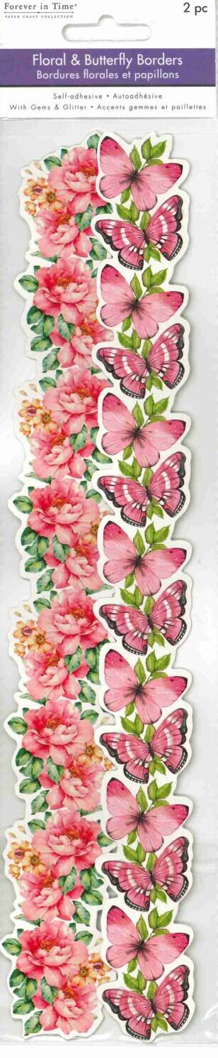 Stickers Pink Butterfly and Carnations