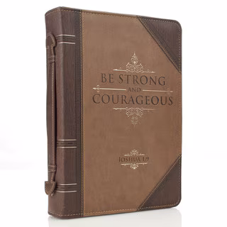 Bible Cover Med. Brown Be Strong & Courageous