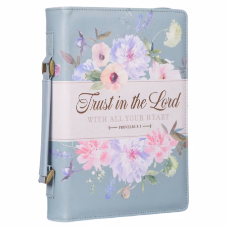 Bible Cover Med. Aqua Floral Trust in the Lord